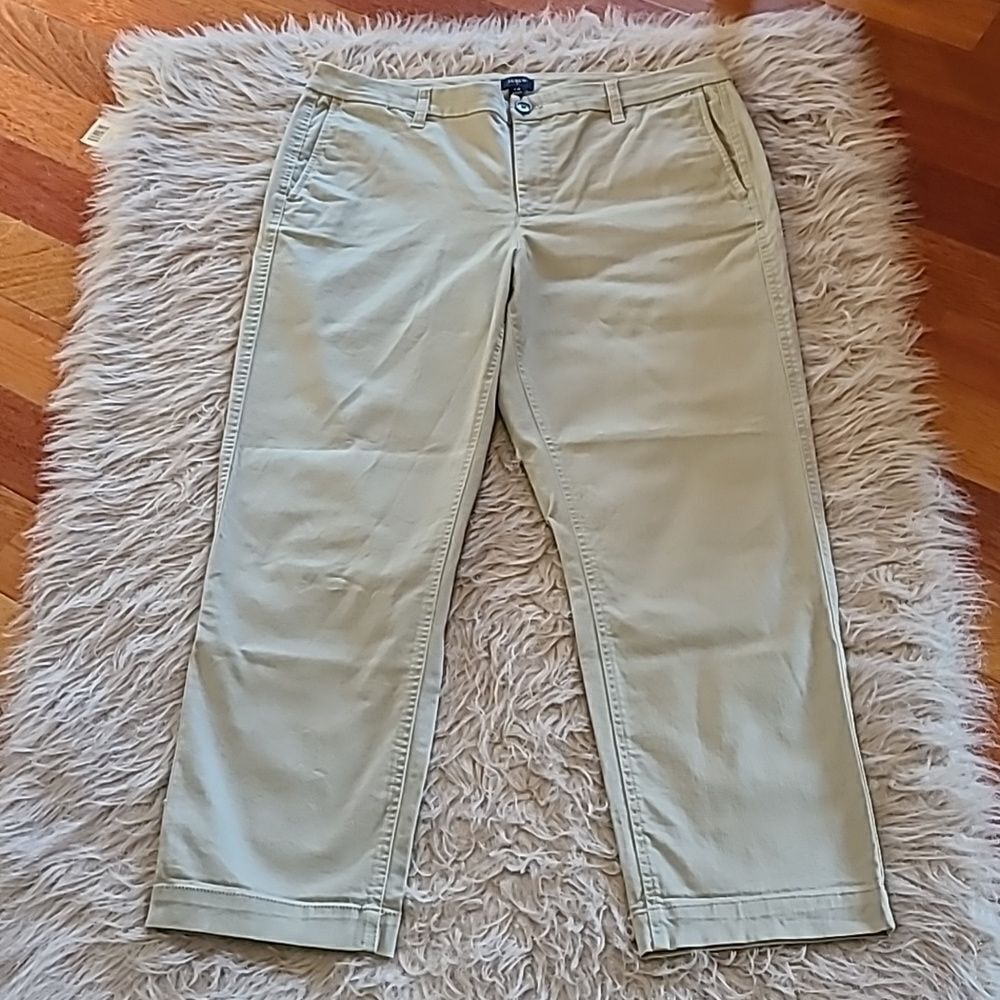 Jcrew womens light green khaki cotton‎ straight leg pants size 14